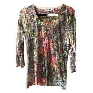 Vintage Y2K 90's Sheer Mesh Sheer Shirt Made in USA Artsy Large By Scrap Work